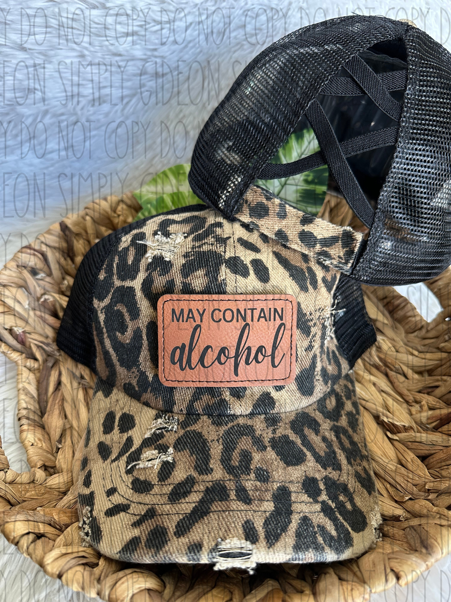 May Contain Alcohol Criss Cross Ponytail Hat