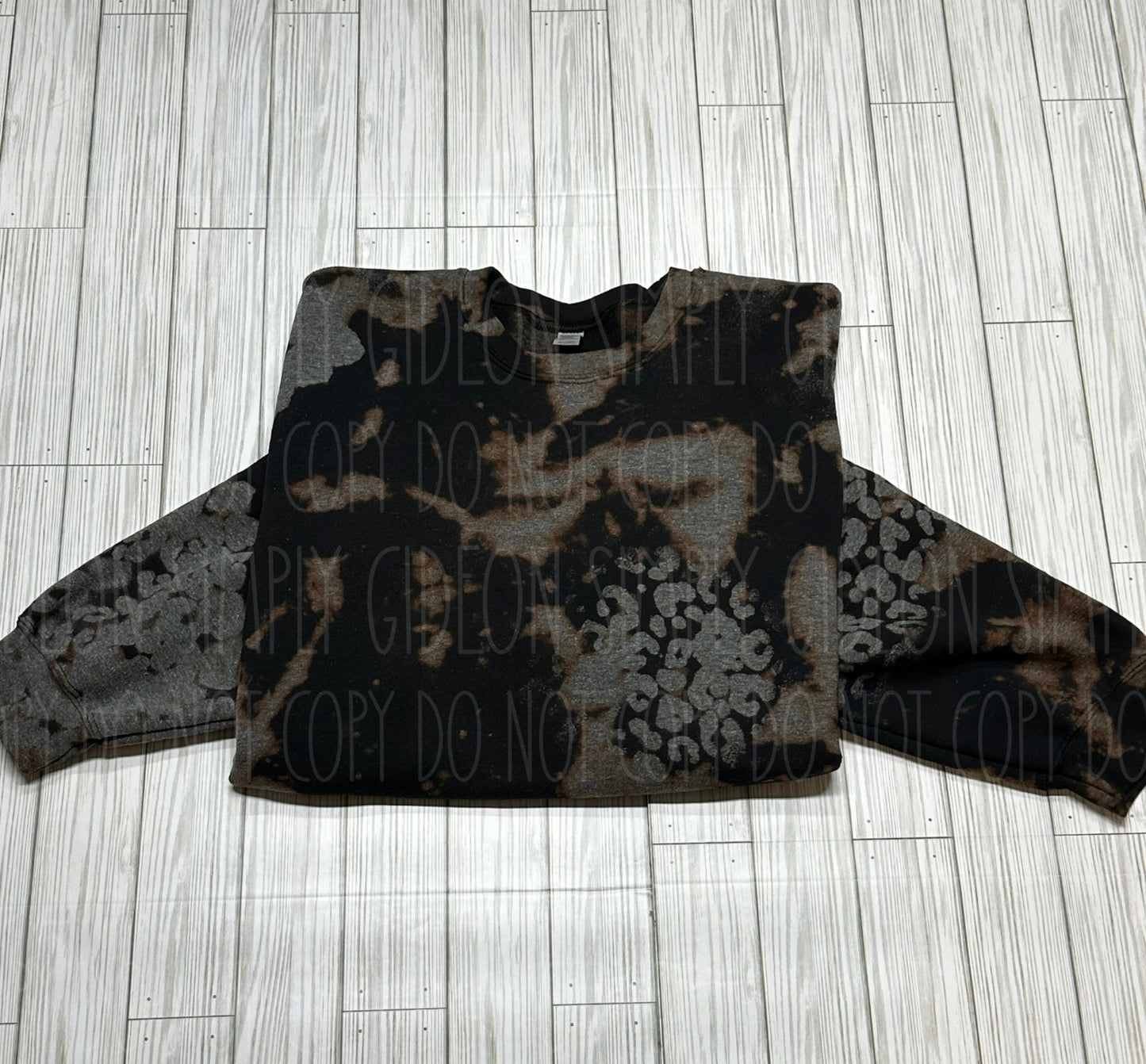 Leopard Patch Acid Wash Crewneck