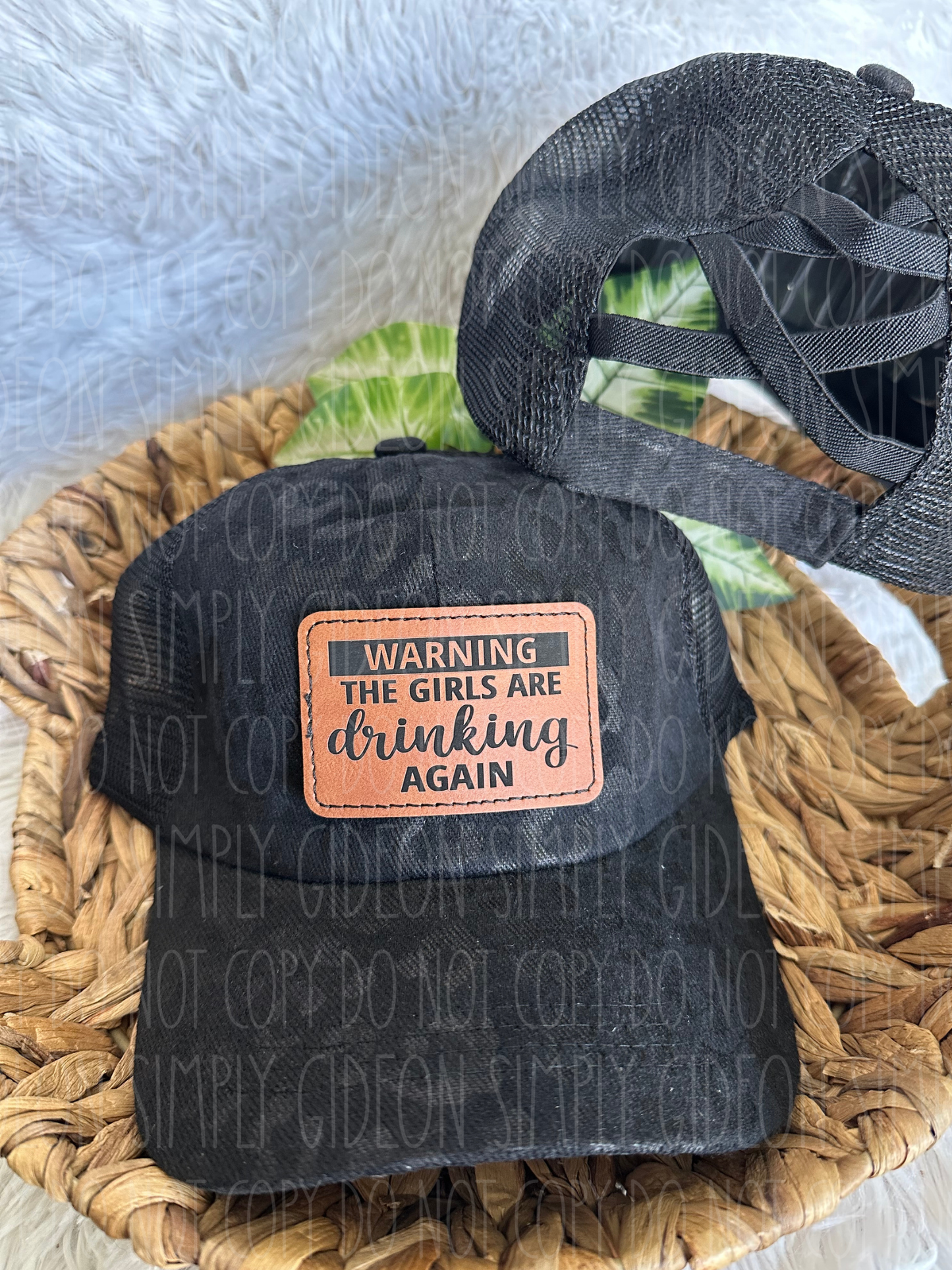 Warning Girls Are Drinking Again Criss Cross Ponytail Hat