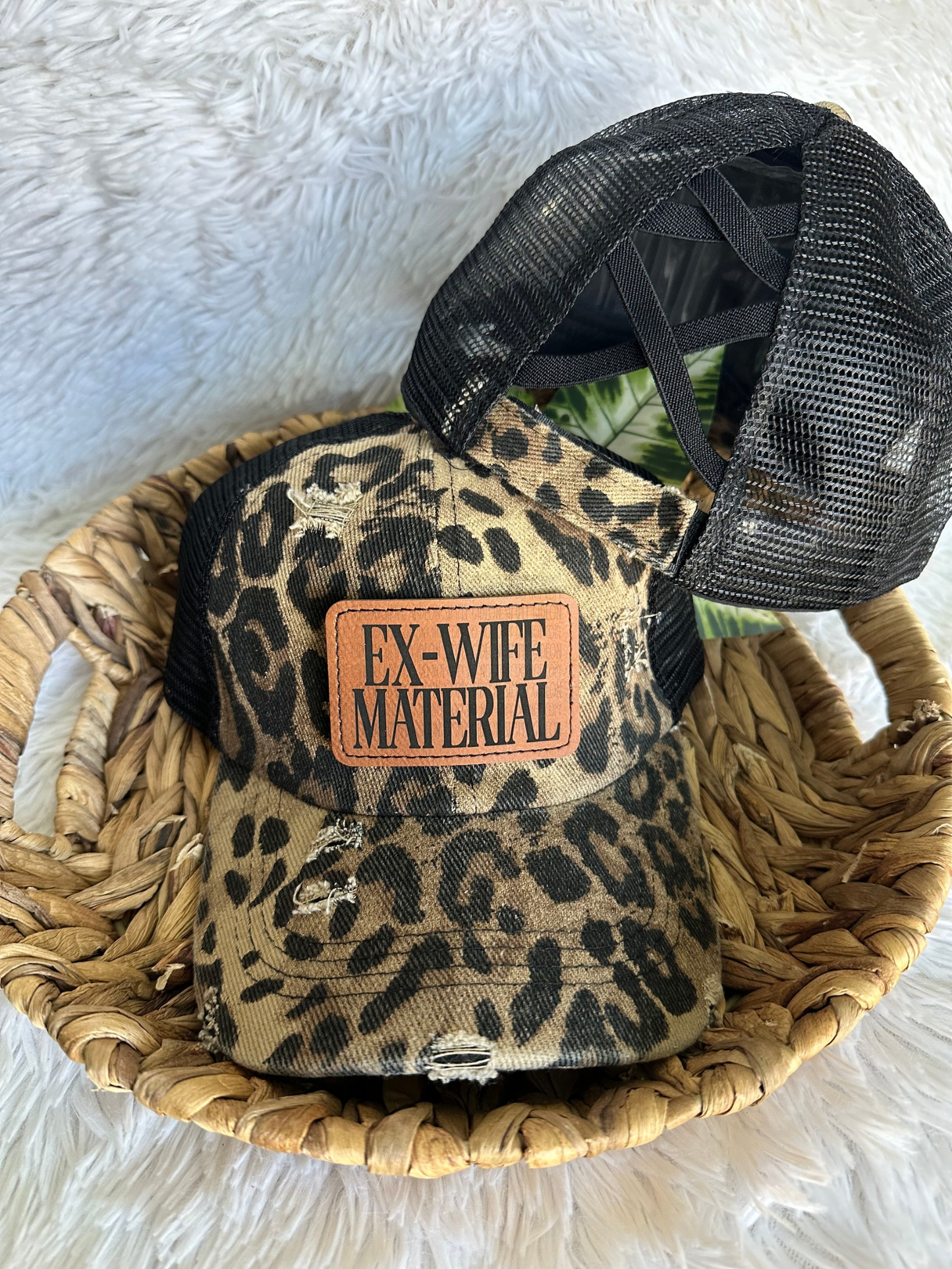 Ex Wife Material Criss Cross Ponytail Hat