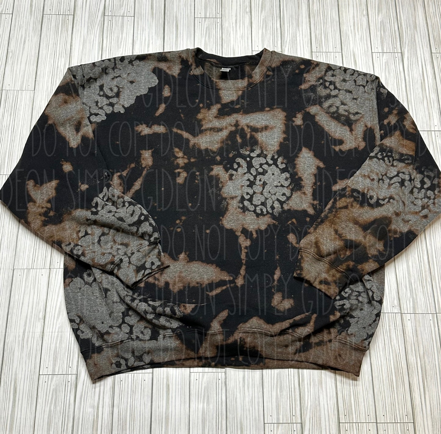 Leopard Patch Acid Wash Crewneck