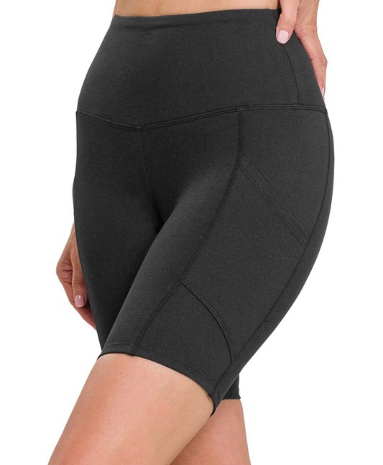 Microfiber Biker Shorts With Pockets